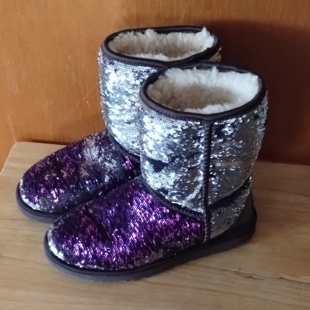 UGG Black and Purple Sequin Boots